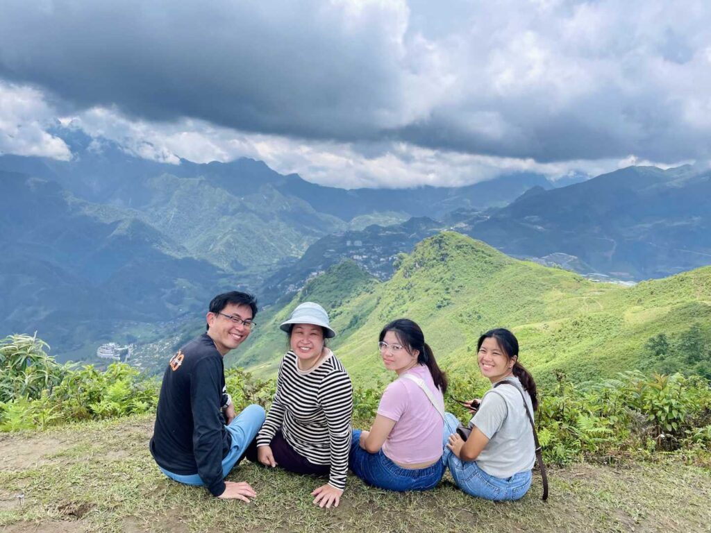 a famaily trekking up to mountain