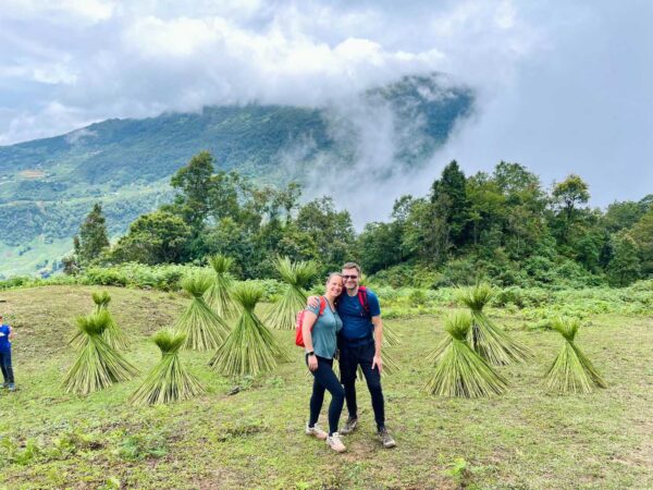two people trekking and behind them is hemp