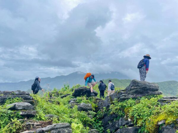 tourist trekkking on the mountain