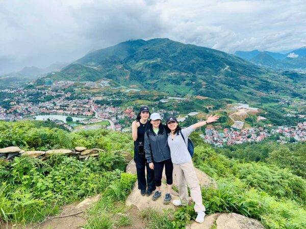 Three people trekking on the Sapa The Hidden Trail Trek